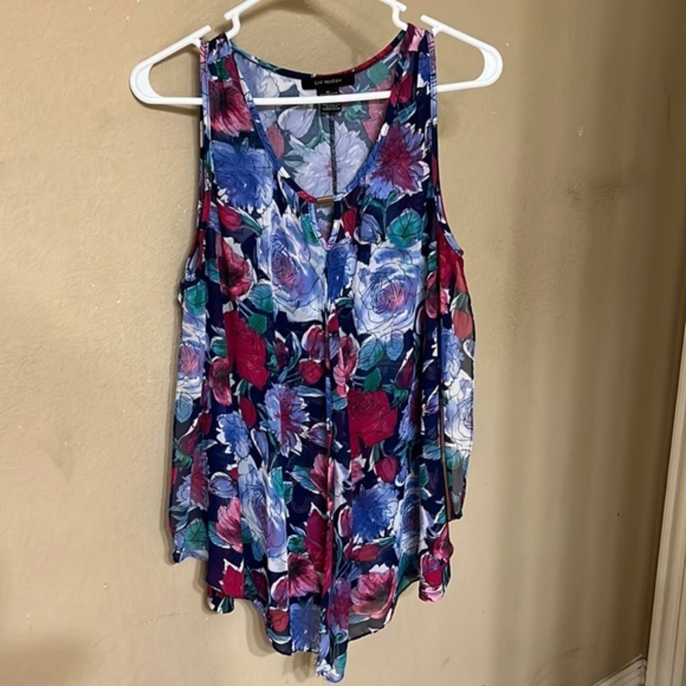 Liz McCoy floral flowy tunic top Size XL